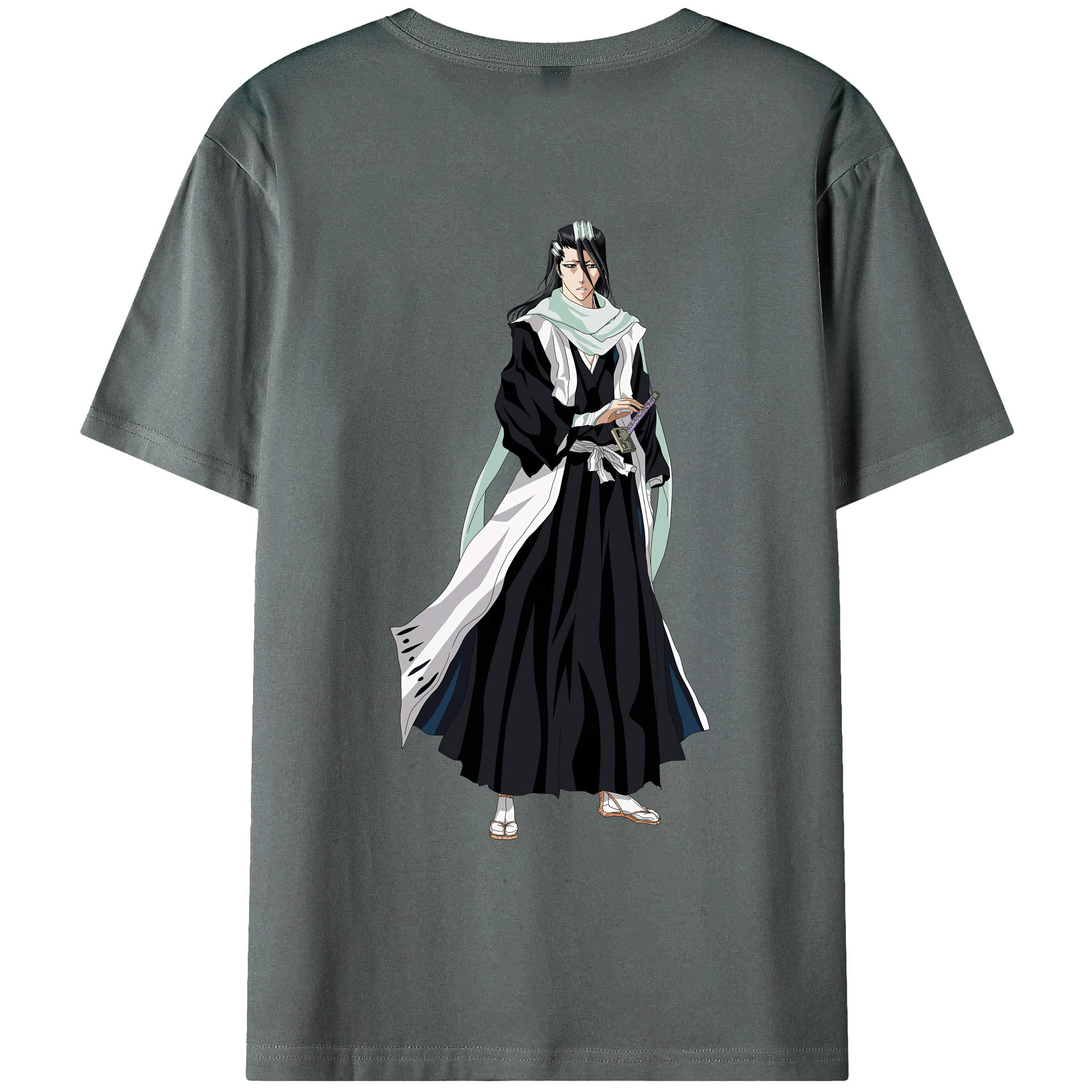 （画像用） ブリーチ くちき びゃくや BLEACH Kuchiki Byakuya 綿100％ メンズ半袖Tシャツ（バックプリント） 通気性